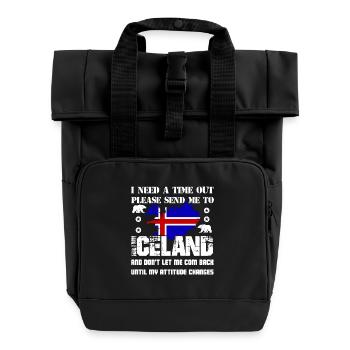 I Need A Time Out Please Send Me To Iceland - Roll Top Backpack with Two Handles - black - Front