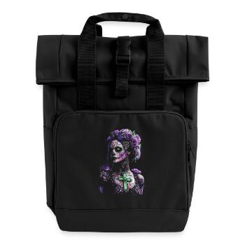 Mystical Catrina with Cross for Dia de los Muertos - Roll Top Backpack with Two Handles - black - Front
