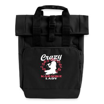 Crazy Karaoke Lady Spaßige Musikliebhaberinnen - Rolltop Rucksack mit zwei Griffen - Schwarz - Vorne