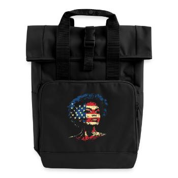 Afro Heritage USA Flagge Black History Kunst - Rolltop Rucksack mit zwei Griffen - Schwarz - Vorne