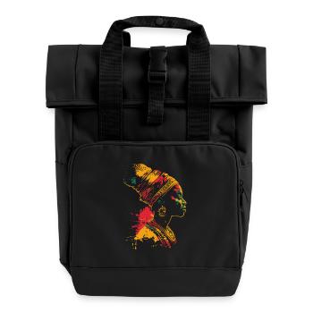 Farbenfrohes Heritage Black History Month Profil - Rolltop Rucksack mit zwei Griffen - Schwarz - Vorne