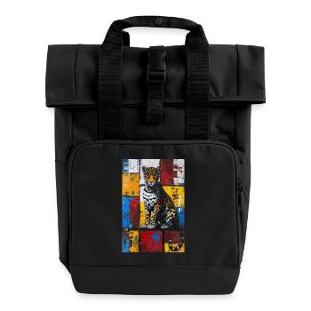Jaguar - Roll Top Backpack with Two Handles - black - Front