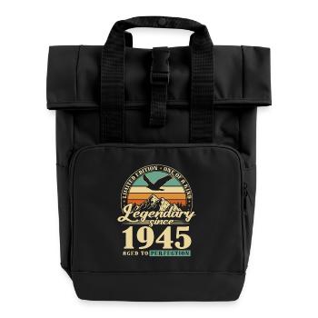 Legendär Seit 1945 Jahrgang Geburtstagsgeschenk - Rolltop Rucksack mit zwei Griffen - Schwarz - Vorne