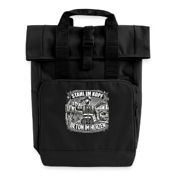 Stahl im Kopf Beton im Herzen - Rolltop Rucksack mit zwei Griffen - Schwarz - Vorne
