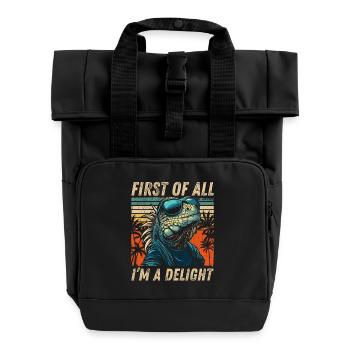 Vintage Iguana - Hoodie Sunset Look - Roll Top Backpack with Two Handles - black - Front