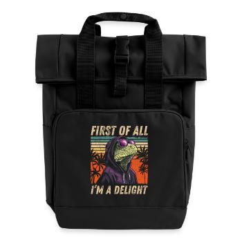 Sarkastisches Iguana - Bunter Tropen Stil - Rolltop Rucksack mit zwei Griffen - Schwarz - Vorne