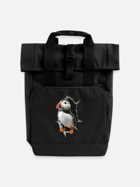 Papageitaucher - Rolltop Rucksack mit zwei Griffen - Schwarz