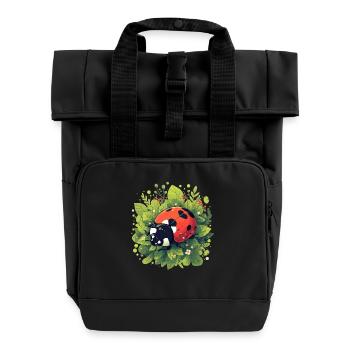 Ladybug Marienkäfer - Roll Top Backpack with Two Handles - black - Front