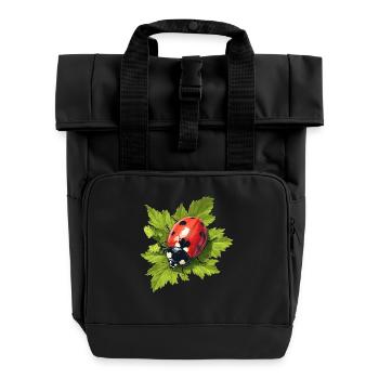 Ladybug Marienkäfer - Roll Top Backpack with Two Handles - black - Front