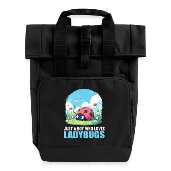 Ladybug Marienkäfer - Roll Top Backpack with Two Handles - black - Front