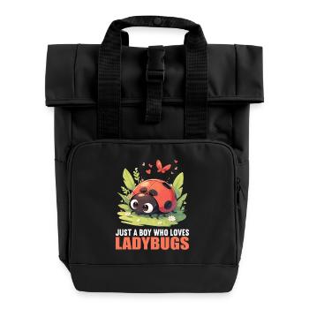 Ladybug Marienkäfer - Roll Top Backpack with Two Handles - black - Front