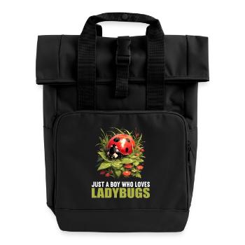Ladybug Marienkäfer - Roll Top Backpack with Two Handles - black - Front