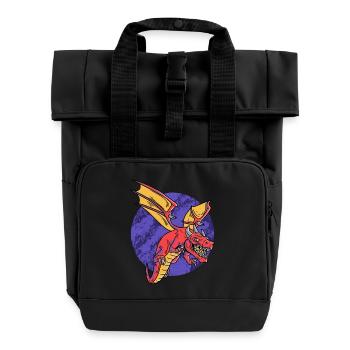 Fantasy RPG Dragons Magic Dungeon - Roll Top Backpack with Two Handles - black - Front