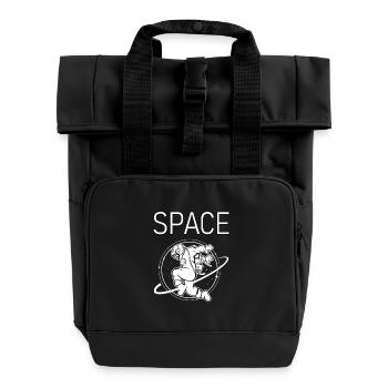 Space Astronaut Raumschiff Aliens - Rolltop Rucksack mit zwei Griffen - Schwarz - Vorne