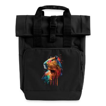 Wasserschwein - Rolltop Rucksack mit zwei Griffen - Schwarz - Vorne