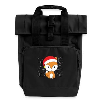 Fox With Christmas Hat Foxes Lover Gift Idea - Rolltop Rucksack mit zwei Griffen - Schwarz - Vorne