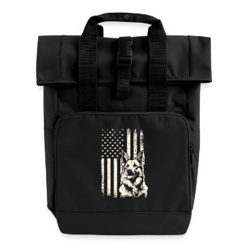 Veterans Day Deutscher Schäferhund USA Stolz - Rolltop Rucksack mit zwei Griffen - Schwarz - Vorne