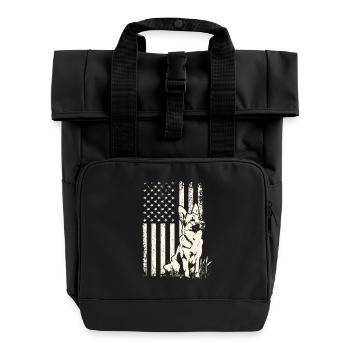 Unabhängigkeitstag Schäferhund Flagge Veterans Day - Rolltop Rucksack mit zwei Griffen - Schwarz - Vorne