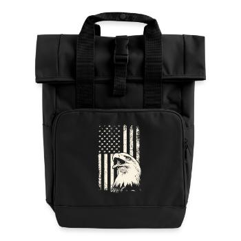 Schreiender Weißkopfseeadler USA - 4. Juli Flagge - Rolltop Rucksack mit zwei Griffen - Schwarz - Vorne