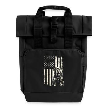 hoSitzender Rottweiler USA 4. Juli und Veterans Da - Rolltop Rucksack mit zwei Griffen - Schwarz - Vorne