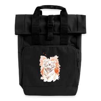 Weißer Tiger - Rolltop Rucksack mit zwei Griffen - Schwarz - Vorne