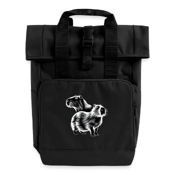Wasserschwein - Rolltop Rucksack mit zwei Griffen - Schwarz - Vorne