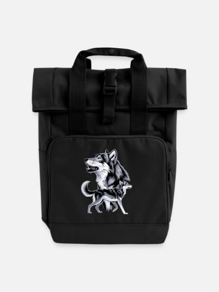Wolf - Rolltop Rucksack mit zwei Griffen - Schwarz