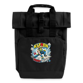 Sticking instead of talking - Roll Top Backpack with Two Handles - black - Front