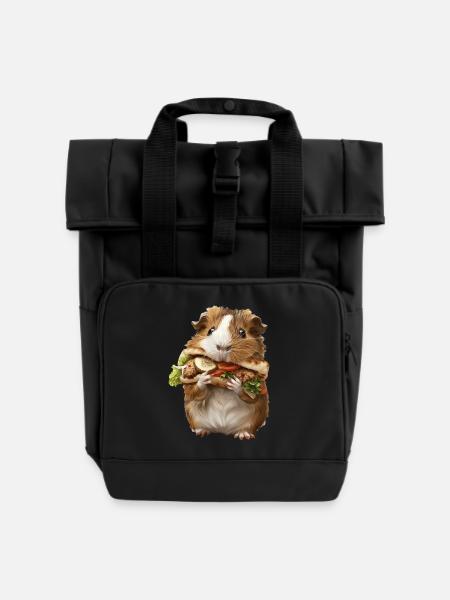 Meerschweinchen - Rolltop Rucksack mit zwei Griffen - Schwarz