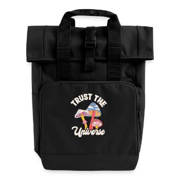 Trust the Universe Mushrooms Design - Roll Top Backpack with Two Handles - black - Front