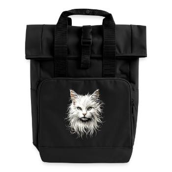 Chat Angora Blanc Chat Angora Chats Angora Mignons - Sac à dos Roll Top à deux anses - noir - Devant