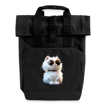 Chat Angora Blanc Chat Angora Chats Angora Mignons - Sac à dos Roll Top à deux anses - noir - Devant