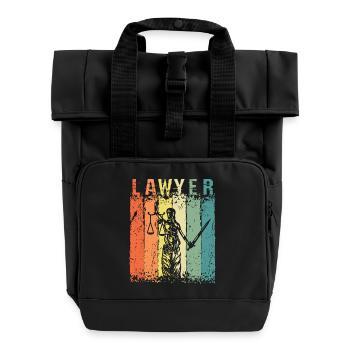 Law Attorney Justice Solicitor Lawyer - Roll Top Backpack with Two Handles - black - Front