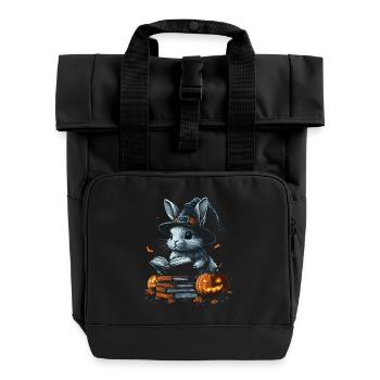 Halloween Bunny Gift Women Men Kids Decoration - Roll Top Backpack with Two Handles - black - Front