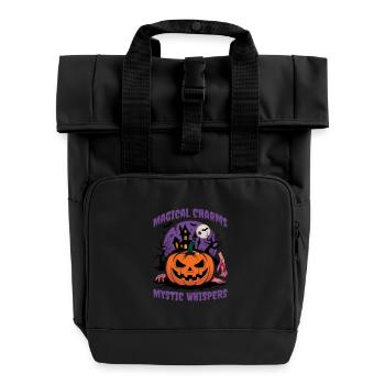 Mystic Pumpkin Halloween Outfit Women - Roll Top Backpack with Two Handles - black - Front
