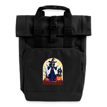 Lustiges Hexen Outfit Damen Halloween - Rolltop Rucksack mit zwei Griffen - Schwarz - Vorne