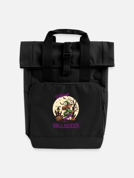 Fröhliches Hexen Halloween Outfit Damen - Rolltop Rucksack mit zwei Griffen - Schwarz