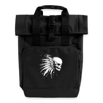 Crâne avec des ailes pour motards – look grunge - Sac à dos Roll Top à deux anses - noir - Devant