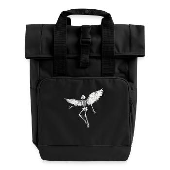 Skeleton with wings for bikers – Extravagant - Roll Top Backpack with Two Handles - black - Front