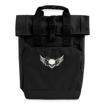 Skull with wings for bikers – Classic - Roll Top Backpack with Two Handles - black - Front