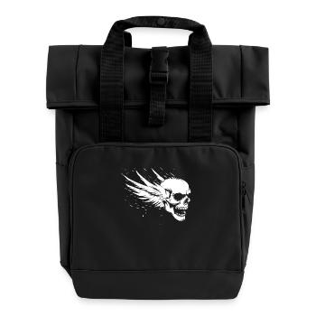 Skull with wings for bikers – dynamics - Roll Top Backpack with Two Handles - black - Front