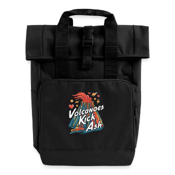 Volcano – Ash, Lava and Fire - Roll Top Backpack with Two Handles - black - Front