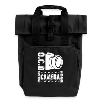 Photographer Obsessive Camera Disorder - Roll Top Backpack with Two Handles - black - Front
