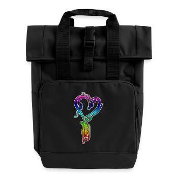 Trumpet Rainbow Colorful - Roll Top Backpack with Two Handles - black - Front