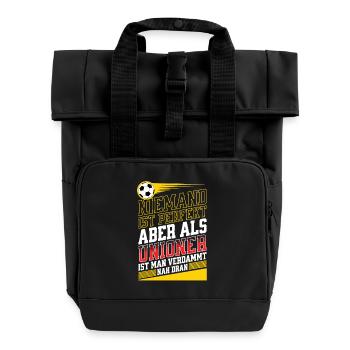 Niemand ist perfekt aber als Unioner nah dran - Rolltop Rucksack mit zwei Griffen - Schwarz - Vorne