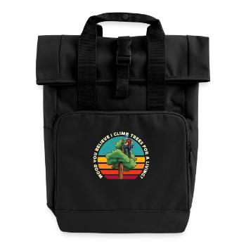 Arborist Wood You Believe I Climb Trees Woodcutter - Rolltop Rucksack mit zwei Griffen - Schwarz - Vorne