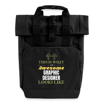 This is What an Awesome Graphic Designer Looks Lik - Roll Top Backpack with Two Handles - black - Front