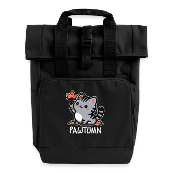 Pawtumn – Süßes Herbstkatzen Outfit - Rolltop Rucksack mit zwei Griffen - Schwarz - Vorne