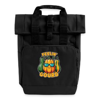 Feel Me Gourd - Funny Fall Outfit - Roll Top Backpack with Two Handles - black - Front