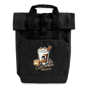 Catpuccino - Tenue d’amateur de café pour l’automne - Sac à dos Roll Top à deux anses - noir - Devant